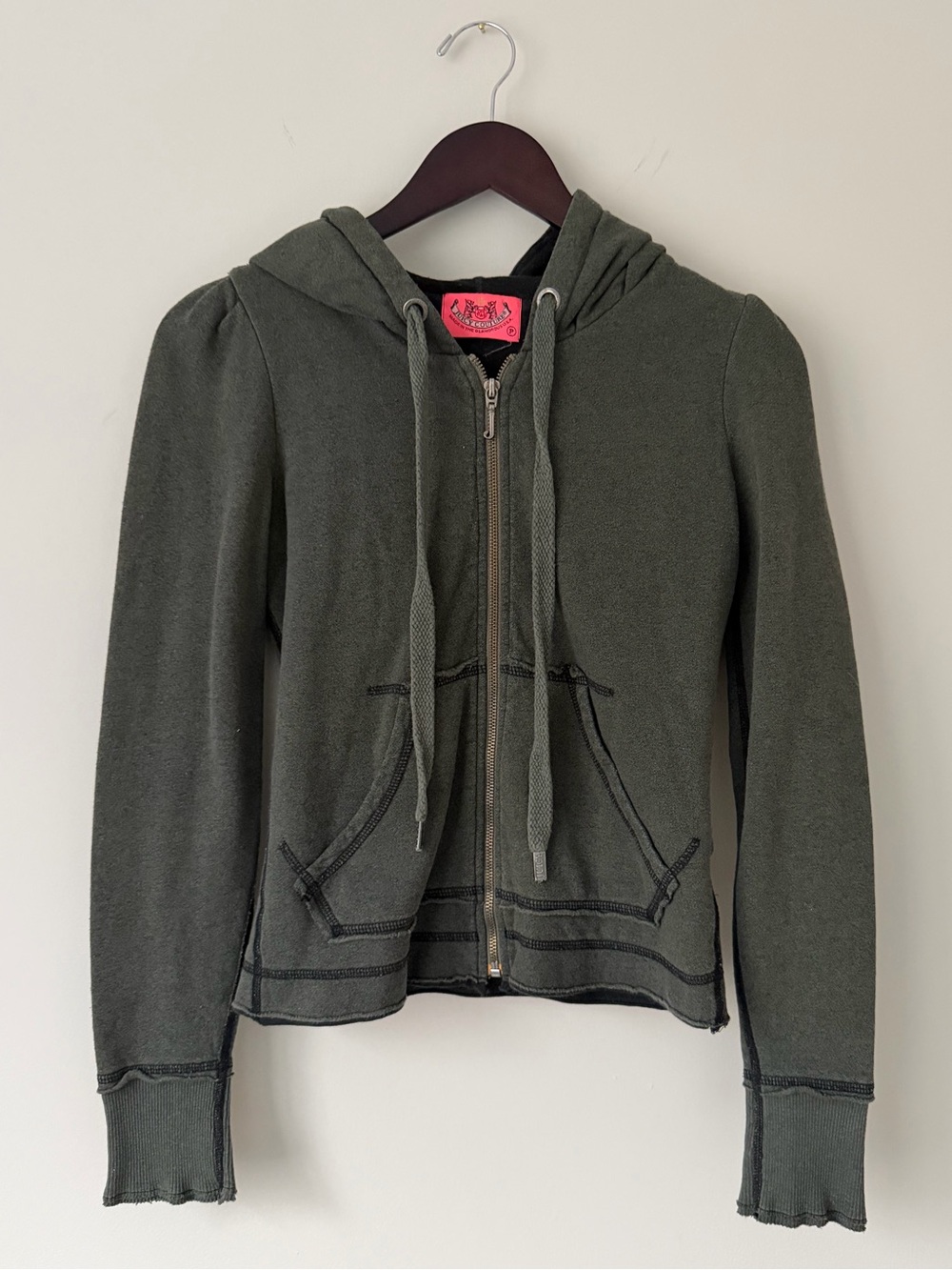Juicy Couture Olive Green Zip-Up Hooded Jacket
